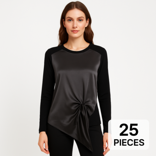 Lot of 25 Black Silk & Cashmere Sweaters – Assorted Sizes